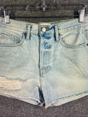 Frame Denim Light Wash Distressed Jean Shorts